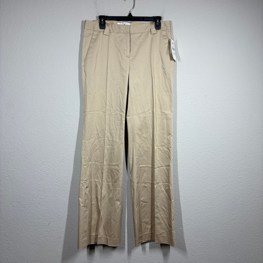Zara Woman Size 10 Straight Leg Chino Pants Khaki Cotton Blend High Waist Pocket